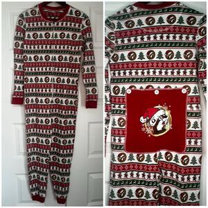 Buc-ee's Youth Beaver Inspired Striped Christmas One Piece Pajamas Size YL